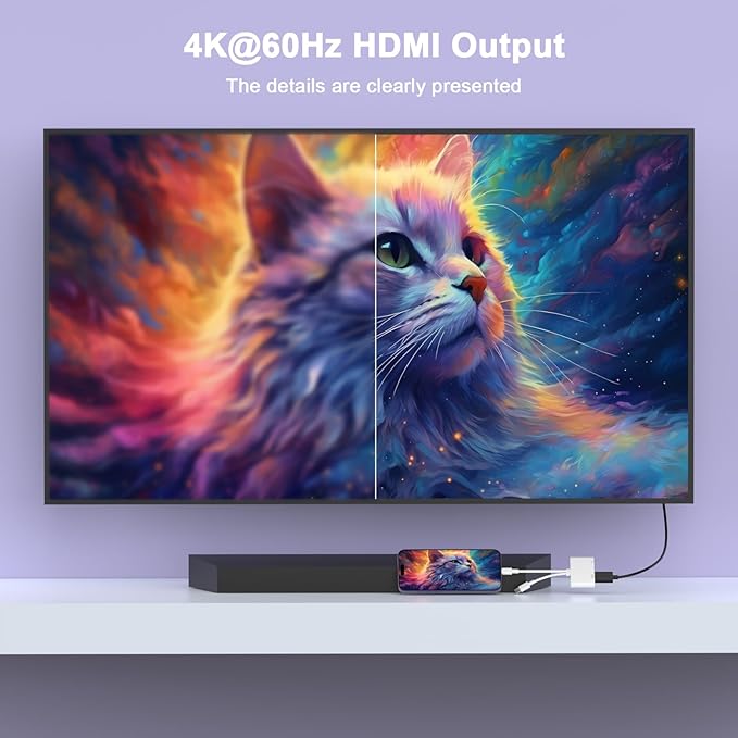 [Apple MFi Certified] Lightning and USB-C to HDMI Adapter for iPhone to TV, 2 in 1 4K@60Hz Lightning Type C Digital AV HDMI Adapter Cord for iPhone 17 16 15 14 13 12 11 XS XR X to TV/Projector/Monitor