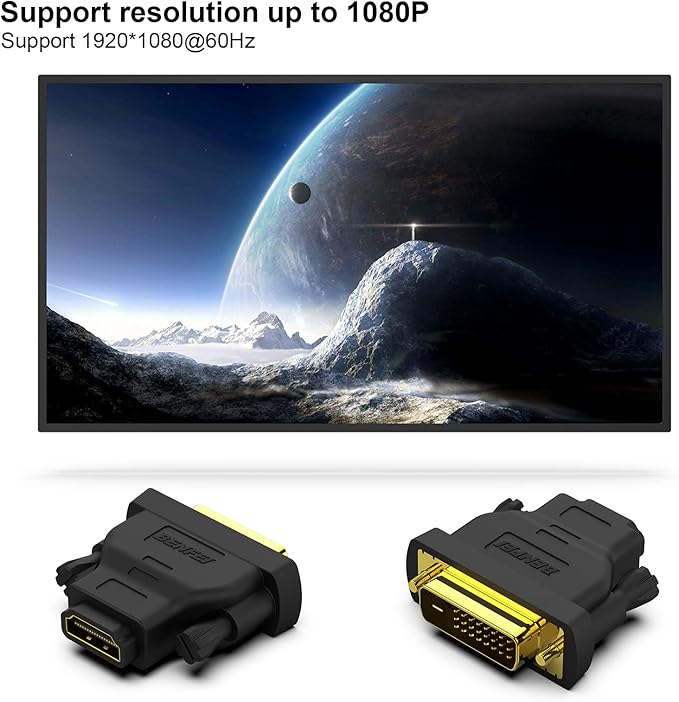 BENFEI DVI to HDMI Adapter, 4 Packs Bidirectional HDMI to DVI-D Adapter with Gold-Plated Connectors