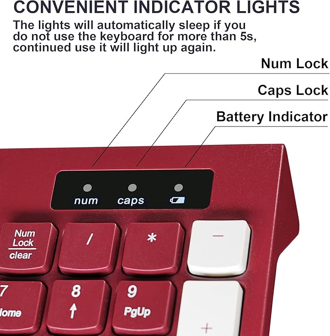 Wireless Keyboard and Mouse Combo, Reccazr 2.4G Full-Sized Keyboard and Mouse Cordless, 3 DPI Adjustable Mouse, Dual-System Keyboard for Computer/Laptop/Windows/Mac (Wine red)