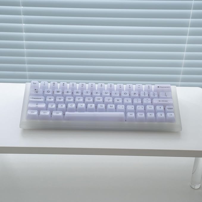 Crystal Transparent White Jelly Keycaps, 115 Keys MDA Profile 60 65 75 100 Percent Set for Cherry MX Mechanical Gaming Keyboards, RGB Compatible Premium PC Clear Keycaps