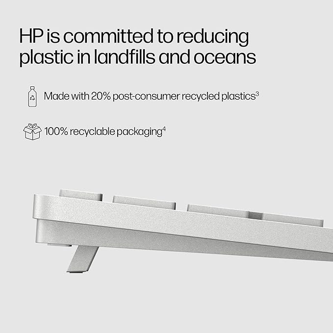 HP 970 Programmable Wireless Keyboard (Silver) - Bluetooth & 2.4 GHz Wireless Multi-Device Connectivity - USB-C Rechargeable Battery - 24 Programmable Keys - Works with Windows & MacOS (3Z729AA#ABA)