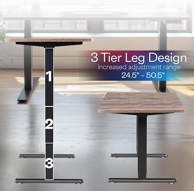 VIVO Electric Sit Stand Dual Motor Desk Frame for 40 to 84 inch Table Tops, 3 Stage Legs, Height Adjustable, Memory Controller, Frame Only, Black, DESK-EV02RB
