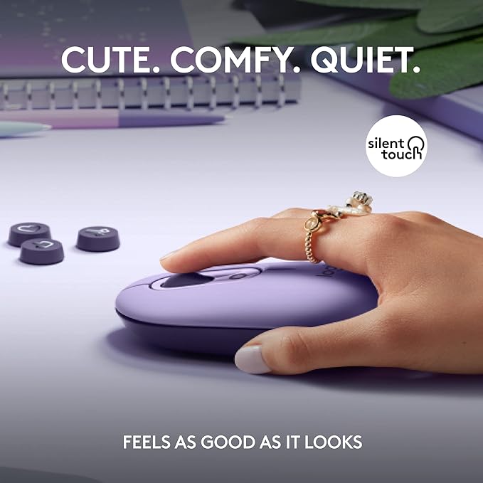 Logitech POP Mouse, Wireless Mouse with Customizable Emojis, SilentTouch Technology, Precision/Speed Scroll, Compact Design, Bluetooth, Multi-Device, OS Compatible - Cosmos