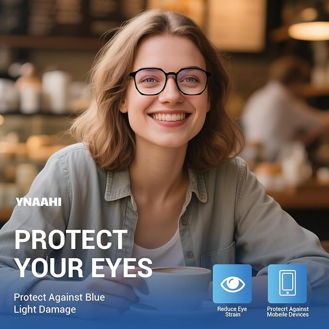 Blue Light Glasses for Men Women, 99% Blue Light Blocker, UV Protection. Ideal for Computer Use, Gaming, Reading.