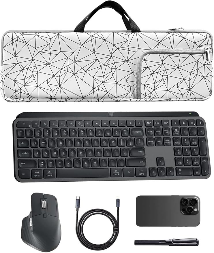 Keyboard Bag Keyboards Travel Protective Sleeve Shockproof Waterproof Neoprene Case Compatible with Logitech MX KEYSKeyboard Mouse/MX Master Keys S Keyboard Mouse (White)
