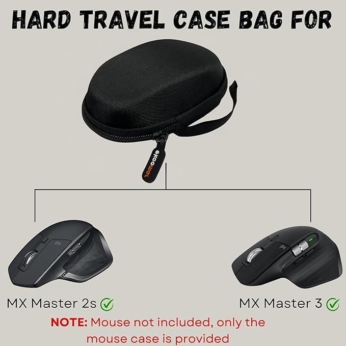 Hard Travel Case Bag for MX Master 3, MX Master 2S, and Wireless Mouse - Waterproof & Shockproof EVA Case with Hand Strap, 360° Zipper - Perfect for Travel Mouse (Pale Grey)