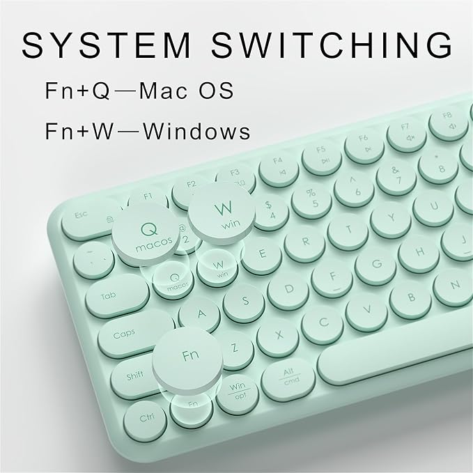 Wireless Keyboard and Mouse Set – MPTOG Full-Sized 110Pcs Slim Round Key Design, Quiet Typing, Adjustable DPI Ergonomic Mouse, Wireless Combo for PC, Mac, Laptop, Tablets(Mint Green)