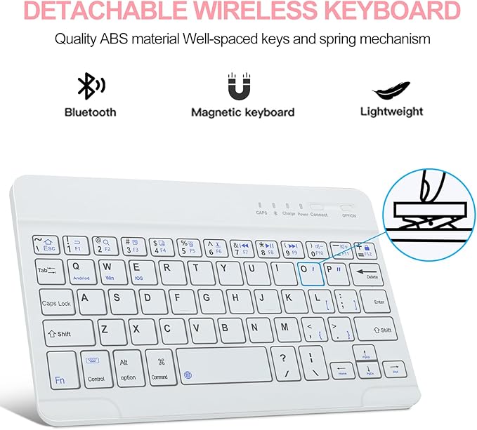 BORIYUAN iPad mini Keyboard Case, Detachable Wireless Bluetooth Keyboard Slim Folio Smart Cover for Apple iPad mini 5 2019/iPad Mini 1 2 3 4 - Rose Gold
