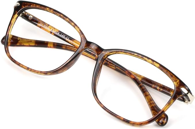 VisionGlobal Blue Light Blocking Glasses for Women/Men, Anti Eyestrain, Computer Reading, TV Glasses, Stylish Square Frame, Anti Glare(Tortoise,No Magnification)