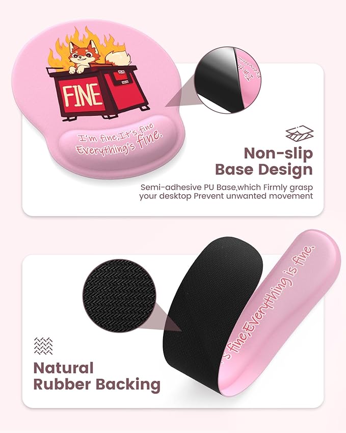 HAOCOO Funny Mouse Pad with Wrist Rest, Ergonomic Mouse Pad with Wrist Support, 4-in-1 Cute Desk Mat Set, Keyboard Wrist Rest, Office Desk Accessories