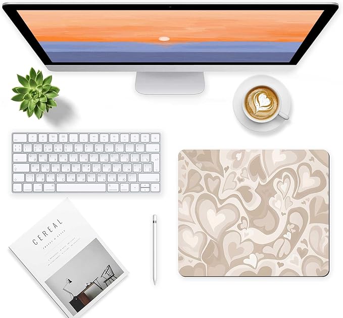 Abstract Modern Mousepad,Cute Small Heart Mouse Pad,Square Waterproof Non-Slip Rubber Base Mouse Pad for Office Laptop,Gaming Mousepad Cloth Computer Mouse Pads for Wireless Mouse