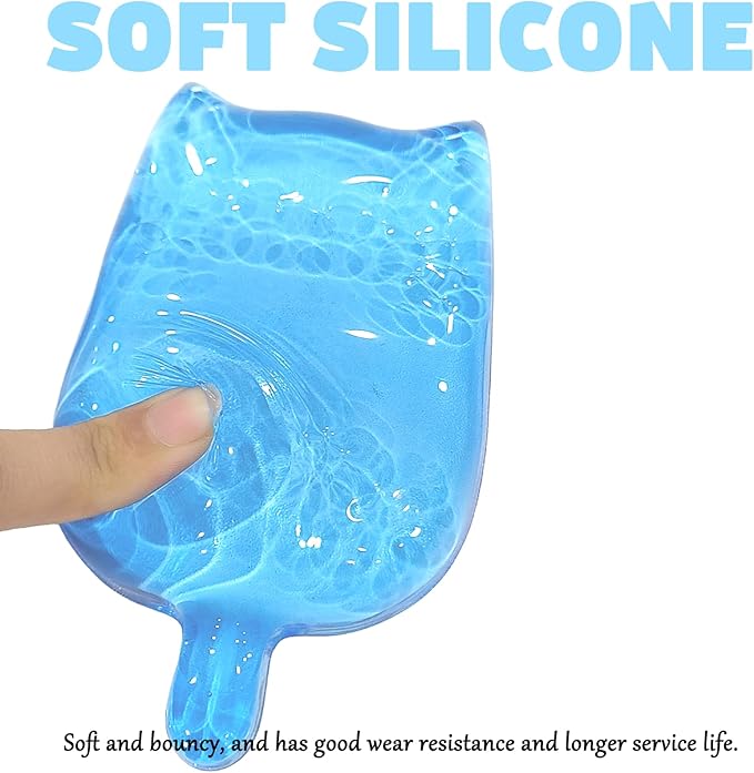 Gel Wrist Rest for Keyboard and Mouse Transparent Blue Cat Elbow Pad Cushion Ergonomic Cute Clear Cool Mouse Wrist Pad Silicone Non-Slip Support for Computer Gaming Home Office Girl Hand Pillow