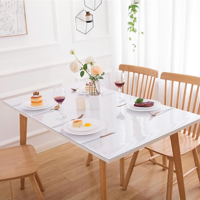 42 x 72 Inch Clear Table Cover Protector, Clear Table Protector for Dining Room Table, 1.5mm Plastic Table Cover, Waterproof Table Pad for Kitchen, Office