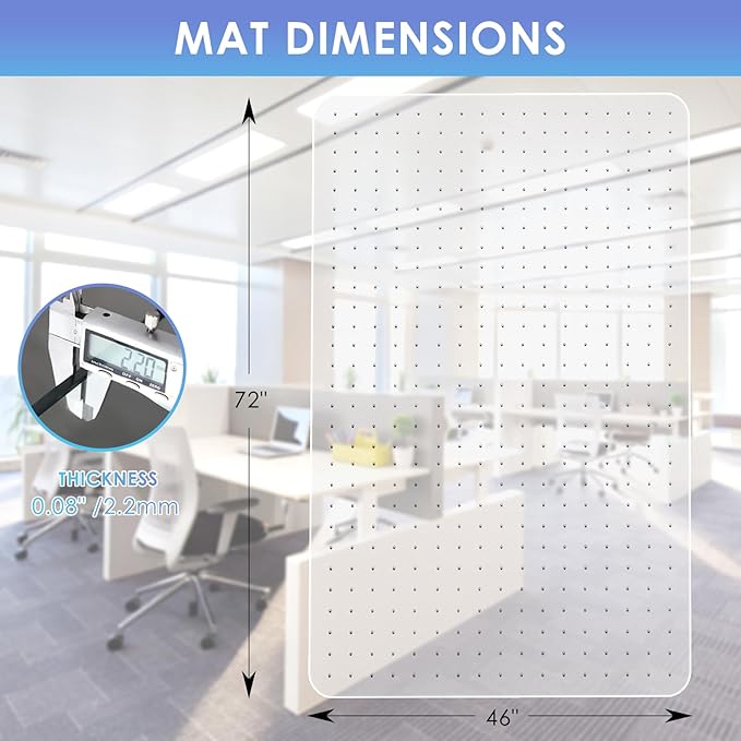 Vicwe Large Office Chair Mat for Carpeted Floors，72"X46" Rectangle Desk Chair Mats with Studs for Low and No Pile Carpeted Floors, Easy Glide Computer Desk Chair Mat for Home & Offices
