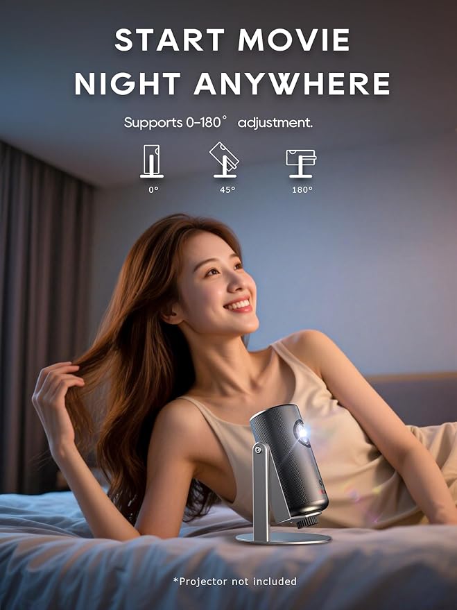 Projector Stand for Nebula Capsule Series & XGIMI Halo+(New) Works with Capsule 3/Air/Pro, Mini Projectors | Ceiling & Wall Projection, Height Adjustable, 360° Rotation | 1/4-Inch Screw(A-Grey)