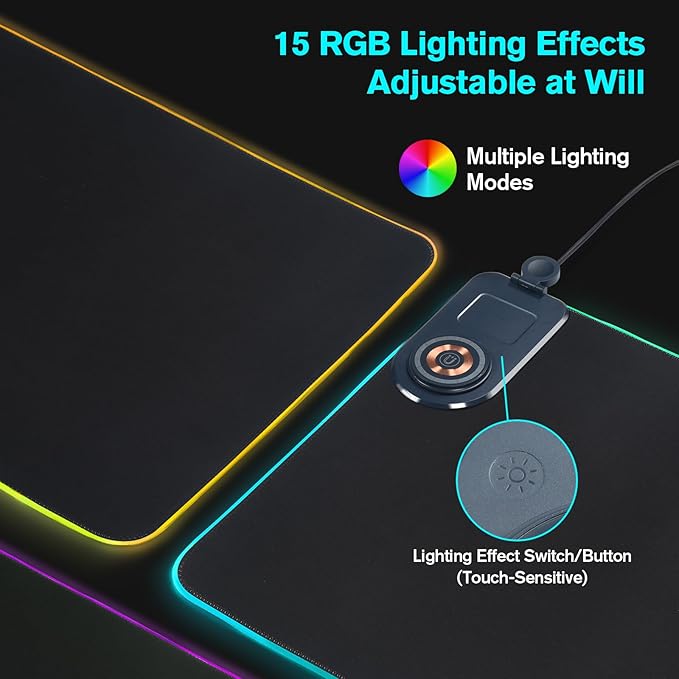 ELUTENG Mouse Pad with Phone Holder 4in1 Wireless Charging Desk Mat RGB Ultra-Smooth Gaming Mousepad Waterproof Home Office Large Desk Pad 31.5"x11.81" Large Desk Pad Non-Slip Base Keyboard Pad