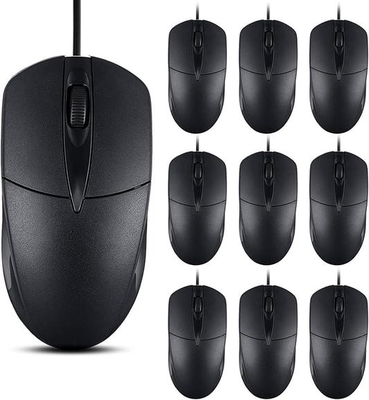 40 PCS Black Wired Computer Mouse Bulk USB 1000 DPI 3 Button Corded Mouse with Home Office Noiseless Simple USB Mouse for Computer Laptop Desktop PC