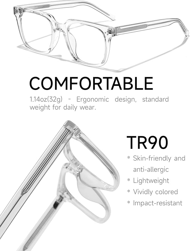 Oversized Square Blue Light Glasses for Woman Men fashion Reduce Eyestrain Protection for TV/Computer/Gaming