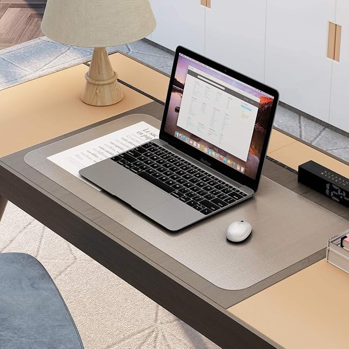 NATRKE Clear Desk Mat Pad, 31.5"x15.7" Large Transparent Computer Desk Mat Plastic Desktop Protector, PVC Writing Pad Round Edge, Waterproof Wipeable Non-Slip Table Protector for Home Office, Frosted