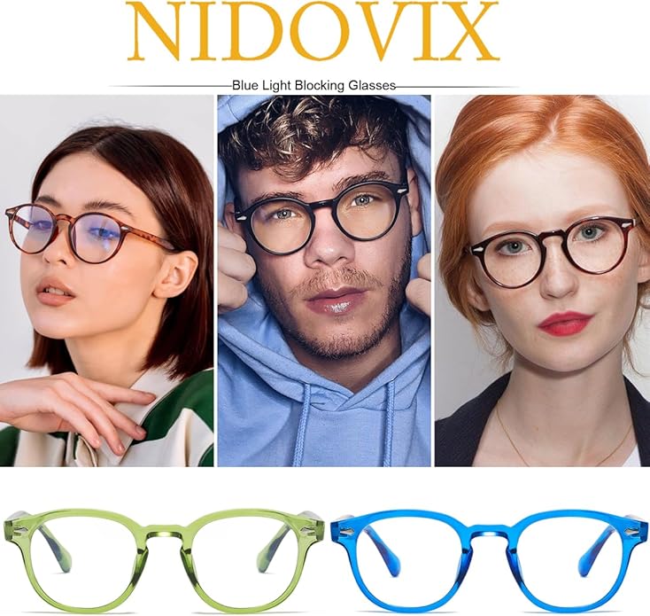 NIDOVIX Retro Round Blue Light Blocking Glasses for Men Women, Vintage Frame Non-prescription Computer Reading Eyeglasses