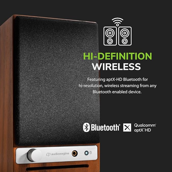 Audioengine A2-HD (HD3) Bluetooth PC and Computer Desktop Speakers with aptX HD - USB, RCA, Headphone