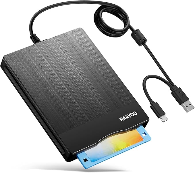 Floppy Disk Reader 3.5 inch USB Floppy Disk Drive External 3 1/2 floppy disc reader Portable Floppy Diskette Drive USB C For PC Laptop Notebook Computer With Windows 11/10 (Brushed Texture, 3.5 inch)