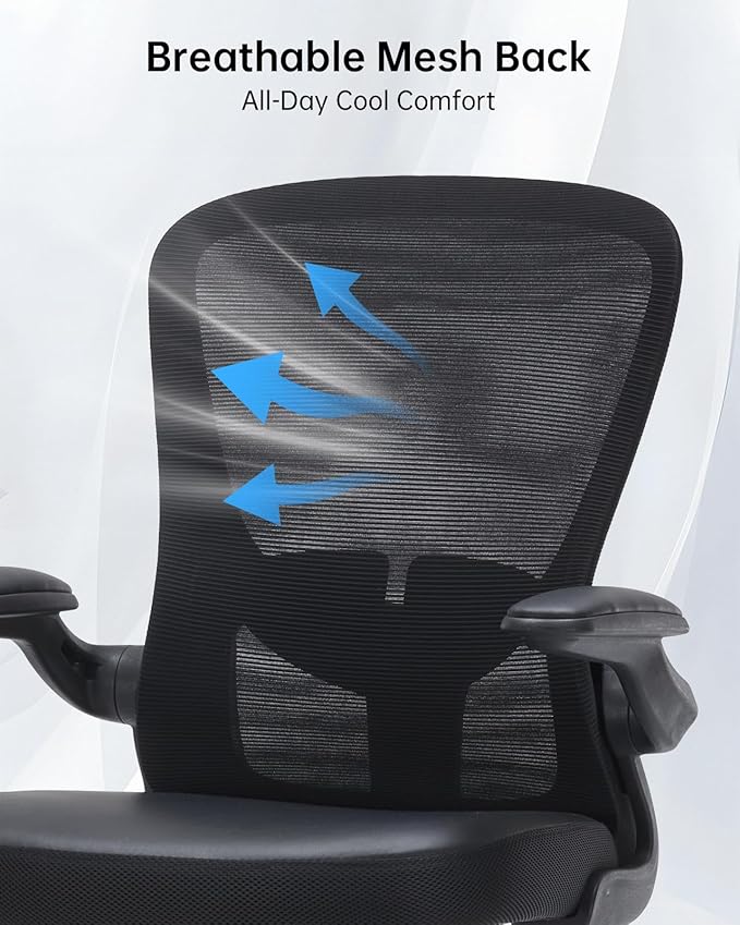 Drafting Chair Tall Office Chair with Flip-up Arms Adjustable Height Standing Desk Chair with Lumbar Support and Footrest Ring Ergonomic Executive Computer Chair Swivel Drafting Stool for Work/Drawing