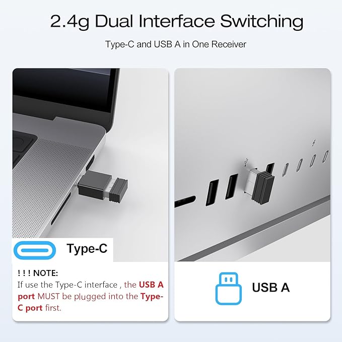 OMOTON Wireless Keyboard for Mac with Forged Metal Frame - 2.4G & Dual Bluetooth (BT1/BT2), Type-C/USB A Receiver, Ultra-Thin, Backlit, Full Size Keyboard for Mac/MacBook/iMac, Grey