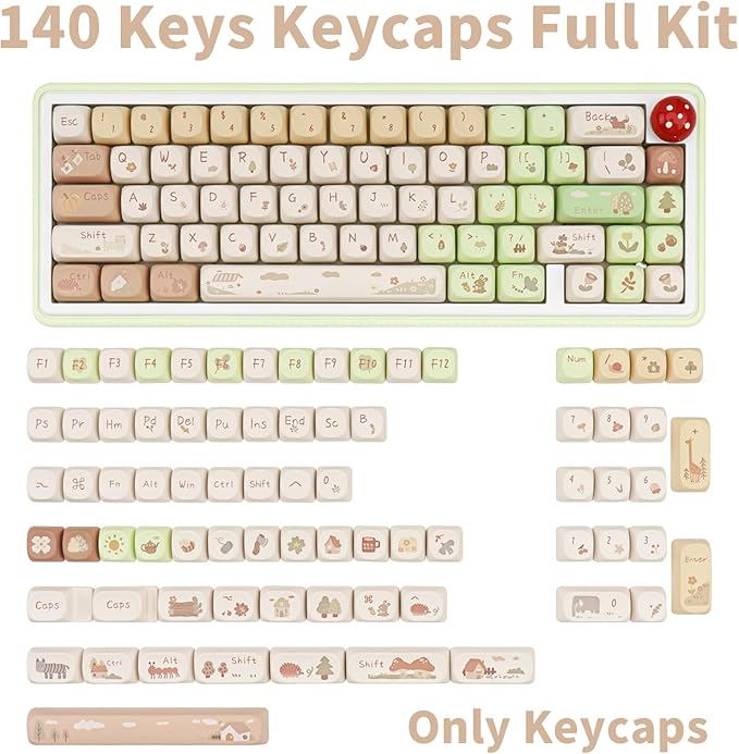 Pink White Keycaps, Dye-Sublimation PBT Keycaps, MOA Profile Cute Keyboard Keycap Set for 61/64/68/84/87/100/104/108 Cherry MX Mechanical Keyboard