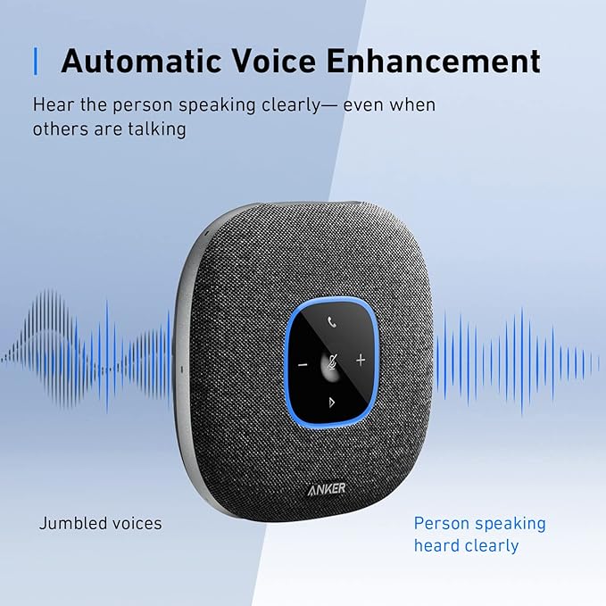 Anker PowerConf S3 Speakerphone with 6 Mics, Enhanced Voice Pickup, 24H Call Time, App Control, Bluetooth 5, USB C, Conference Speaker Compatible with Leading Platforms, Home Office