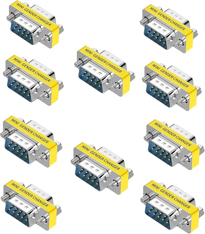 db9 Connector Null Modem Adapter，9-Pin Serial vga Adapter RS232 db9 Gender Changer,for Computer and Industrial Device Data Transfer(M-M (10P))