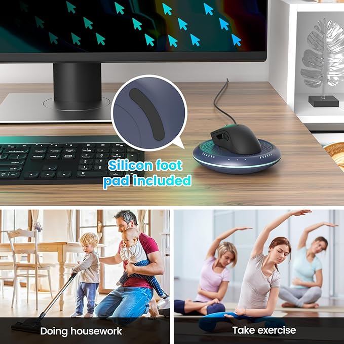 Mouse Mover Undetectable Mouse Jiggler with ON/Off Switch, 2 Speed Modes with Memory Function, Random Move Mechanical Turntable Pad for Wireless & Wired Mouse