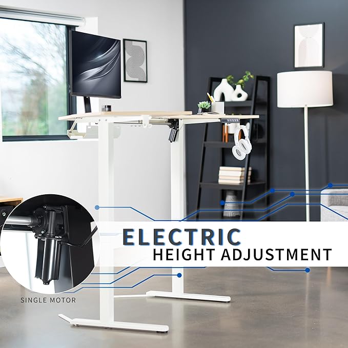 VIVO Electric Corner L-Shaped 47 x 47 in Standing Desk, Memory Height Adjustment, Light Wood Top White Frame, DESK-E1L94C