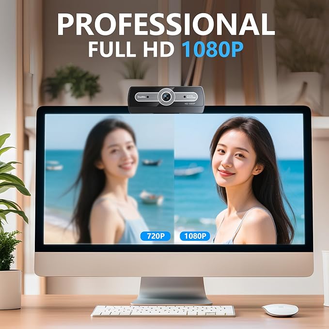 1080p Webcam with Microphone, USB for PC Laptop Desktop Computer, Streaming Camera, Plug & Play, for Meeting/Online Video Calls