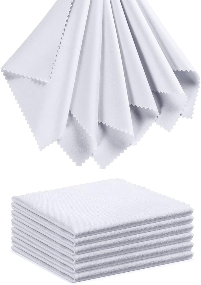 Eyeglass Cleaning Cloth Glasses Cleaner 12Pack Microfiber Lens Cleaner Eyewear Sunglass Wipes for Glass Jewelry Screen Camera Lint Free Thick 5x6 Inch (White, 5x6)
