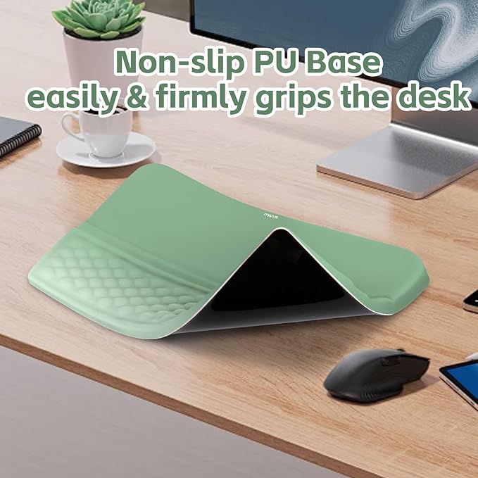 MOSISO Keyboard Stand with Wrist Rest, Ergonomic Keyboard Riser with Wrist Rest Support Pad, Non-Slip Base Pain Relief & Easy Typing Cushion with Massage Memory Foam for Home Office, Mint Green