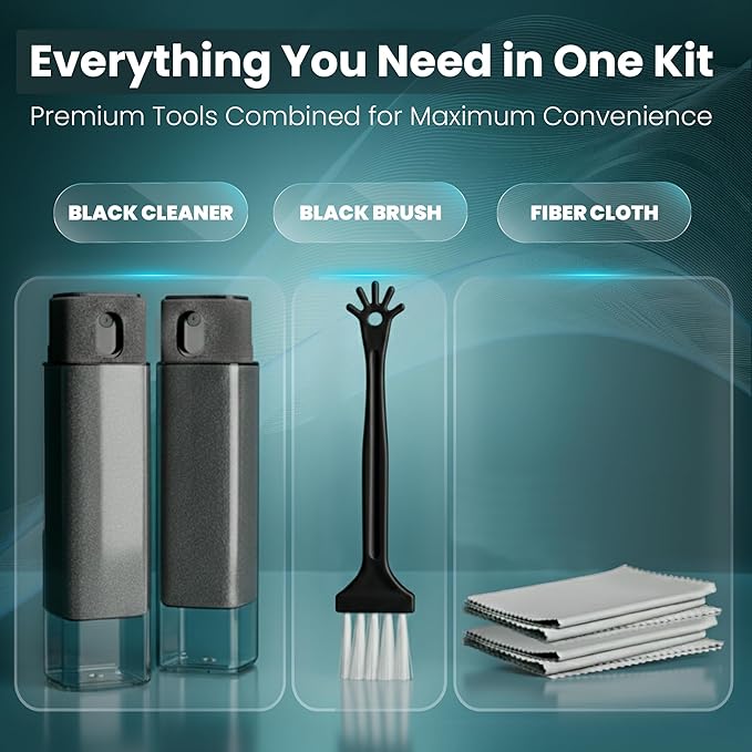 Car Screen Cleaner Spray Kit for Display & Touchscreens, Phone and iPhone Cleaner, iPad, Laptop, Computer, MacBook Screen Cleaning Solution for Automotive Infotainment and Daily Device Care