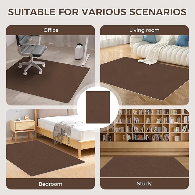 Office Chair Mat,Hard Floor Chair Mat Suitable for Hardwood and Tile Floors,Large Non-Slip Floor Protection Mat,Does Not Pill,Coffee(40"x48")