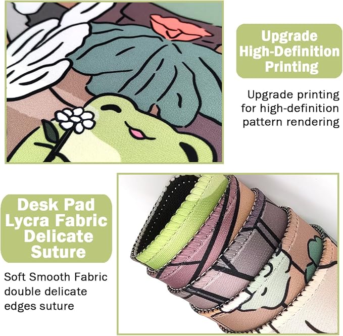 Cute Frog Large Mouse Pad Set, Kawaii Extended Mouse Pad Set Desk Pad Easy Typing for Typing Office Game 31.5 x11.8 in - Kawaii Frog
