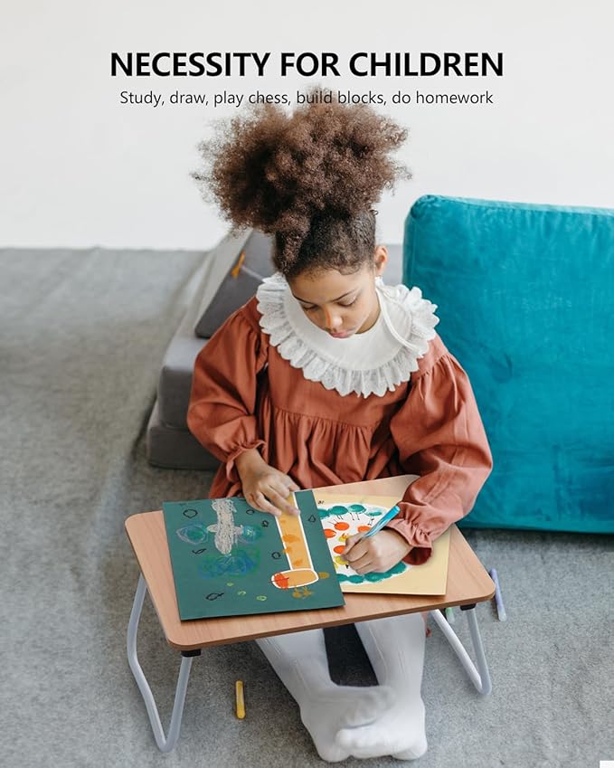 Laptop Bed Desk, Foldable Lap Desk, Portable Laptop Stand, Lightweight & Mini Table for Breakfast/Picnic/Drawing/Couch/Floor - Wood