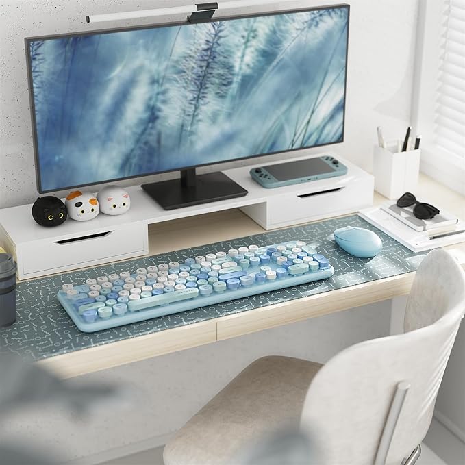 x UBOTIE Colorful Wireless Keyboard and Mouse Combo, Full-Sized Office Keyboard with Typewriter Flexible Keys, 2.4GHz Dropout-Free Connection, Optical Mouse for PC Laptop(Blue Colorful)