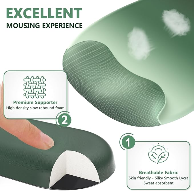 AKIT Ergonomic Mouse Pad with Wrist Rest& Keyboard Wrist Rest, Wrist Rest for Computer Keyboard, Pain Relief, Non-Slip Rubber Base, Mousepad Wrist Support for Gaming, Office, Gradient Green 2