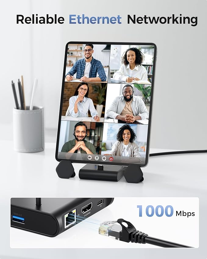 Cable Matters 5-in-1 iPhone 16/15 USB C Hub HDMI 4K@60Hz, iPad Docking Station with Gigabit Ethernet, USB-A 3.2 Port, 100W PD, USBC Hub Stand for iPhone 16/15 Pro Max, iPad Pro, Galaxy S23 Ultra