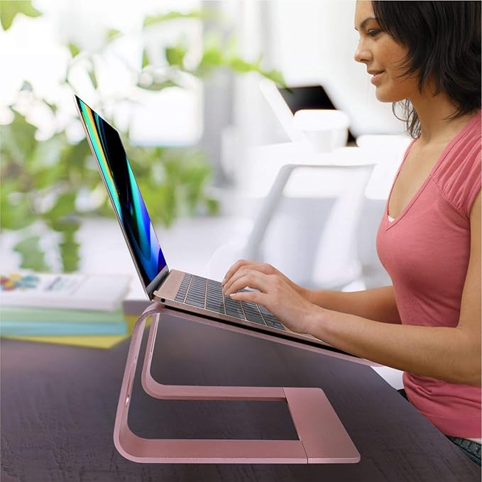 Cenawin Laptop Stand, Ergonomic Aluminum Laptop Mount Computer Stand, Detachable Laptop Riser，Notebook Holder Stand All 10-17.3" Laptops(Rose Gold)