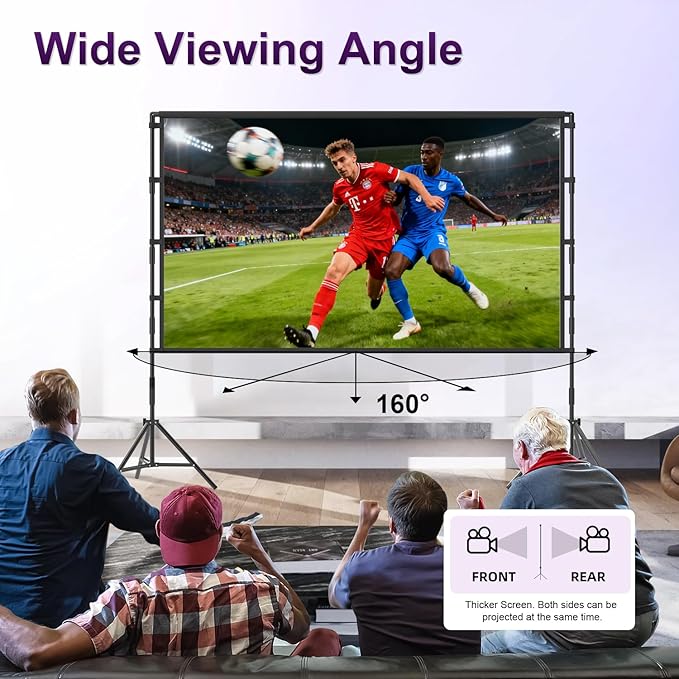 100 inch Projector sreen and Stand, Outdoor Indoor Projector Screen16:9 Foldable Portable Projector Screens for Movie Night Support Double Sided Projection