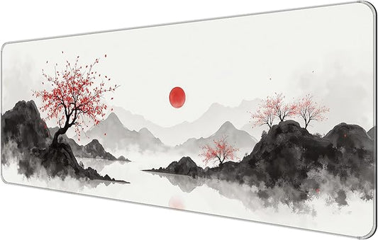 Dynippy Thin Extended Gaming Mouse Pad （31.5 * 11.8 * 0.08 inch） with Stitched Edges Large Mousepad Long XXL Keyboard and Mouse pad Desk Mat for Gaming Office & Home - Artistic Painting