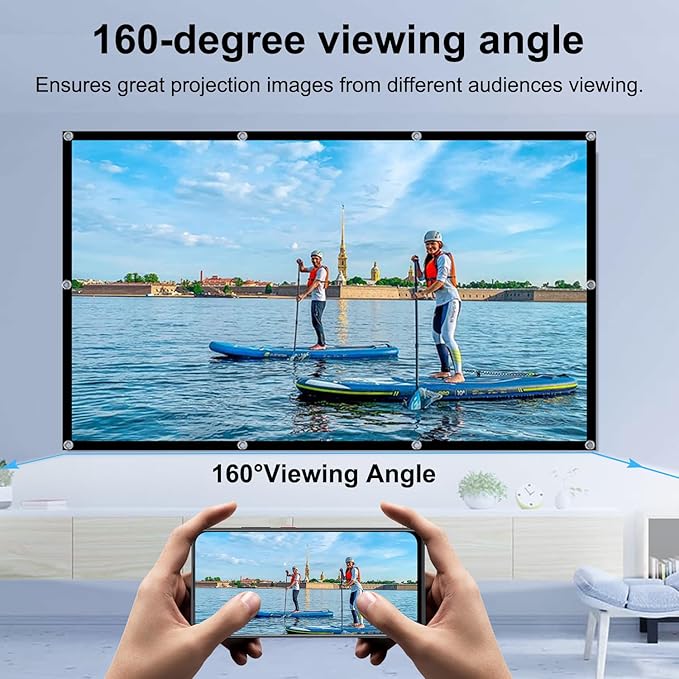 100 inch Projector Screen,DUYIKJ Foldable Washable Portable Rear Front Projector Screen 4K Indoor Outdoor 16:9 HD Projection Movies Screen for Backyard Home Theater Office