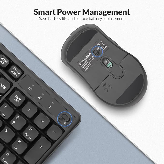 Wireless Keyboard and Mouse,Rii RK209 2.4G Full-Sized Quiet Wireless Ergonomic Keyboard,Quiet Typing and Clicking,Adjustable 5000 DPI Mouse for PC, for Windows,Mac