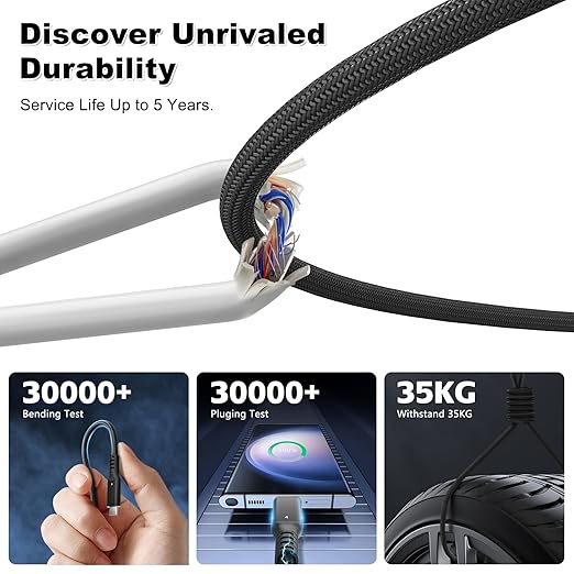 40Gbps Thunderbolt 4 Cable 3.3ft USB C to USB C Cable, 240W(5A) Charging Cord, Braided Type C Cable Compatible for Dual 8K/4K Display, USB4, SSD, eGPU, Mac Studio/mini, iPhone