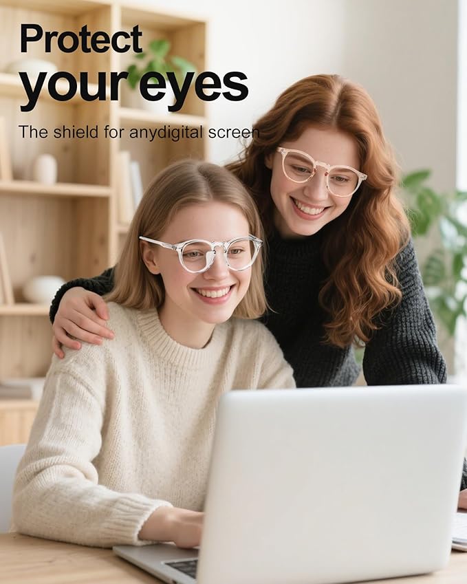 Blue Light Glasses for Woman, Blue Light Blocking Lightweight Round Eyeglasses for Computer TV Gaming Phone Screen,Eye Strain